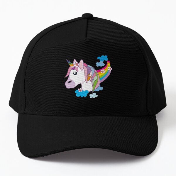 cute unicorn on the rainbow emoji fan art Baseball Cap