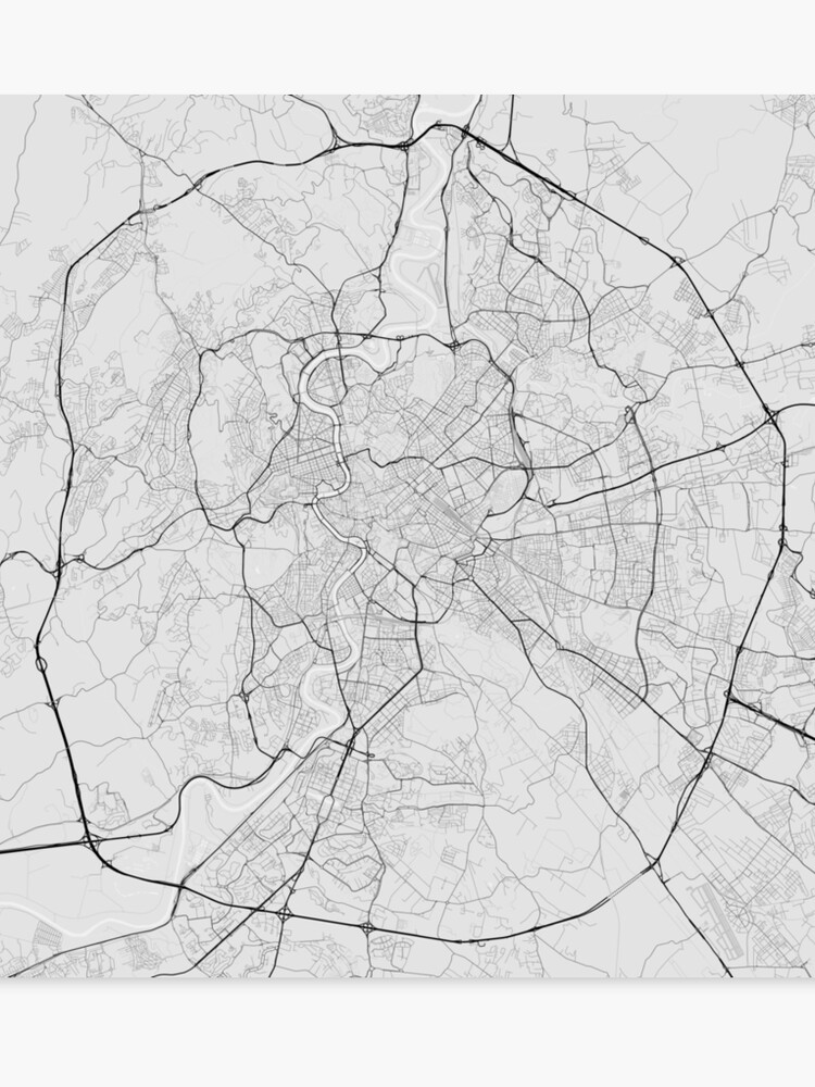Rome, Italy Map. (Black upon white) Canvas Print graphic about Printable Maps of Rome titled Rome, Italy Map. (Black upon white) Canvas Print