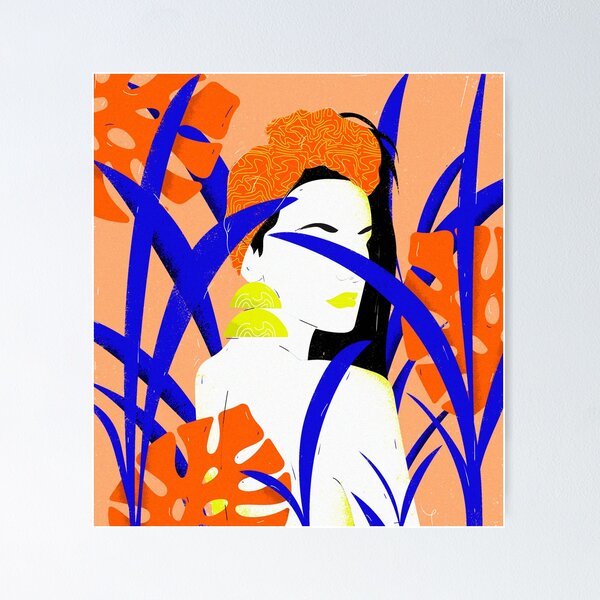 Aperçu de l'œuvre Illustration colorée d'une femme dans la nature créée et vendue par punchistica.