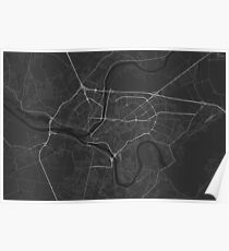 Kaunas, Lithuania Map. (White on black) Poster