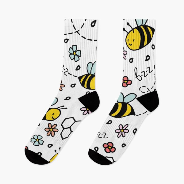 Item preview, Cartoon Bee with Wild Flowers Seamless Pattern designed and sold by c-vector-studio.