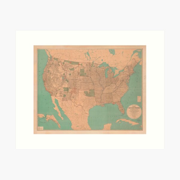 Item preview, Old United States & North America Map (1885) Vintage USA Atlas designed and sold by BravuraMedia.