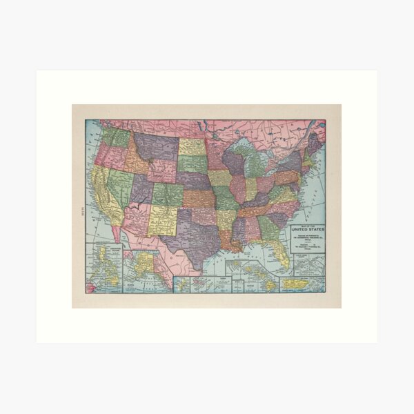 Item preview, Old United States Map (1925) Vintage USA Atlas designed and sold by BravuraMedia.