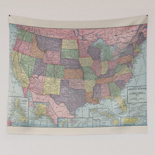 Item preview, Old United States Map (1925) Vintage USA Atlas designed and sold by BravuraMedia.