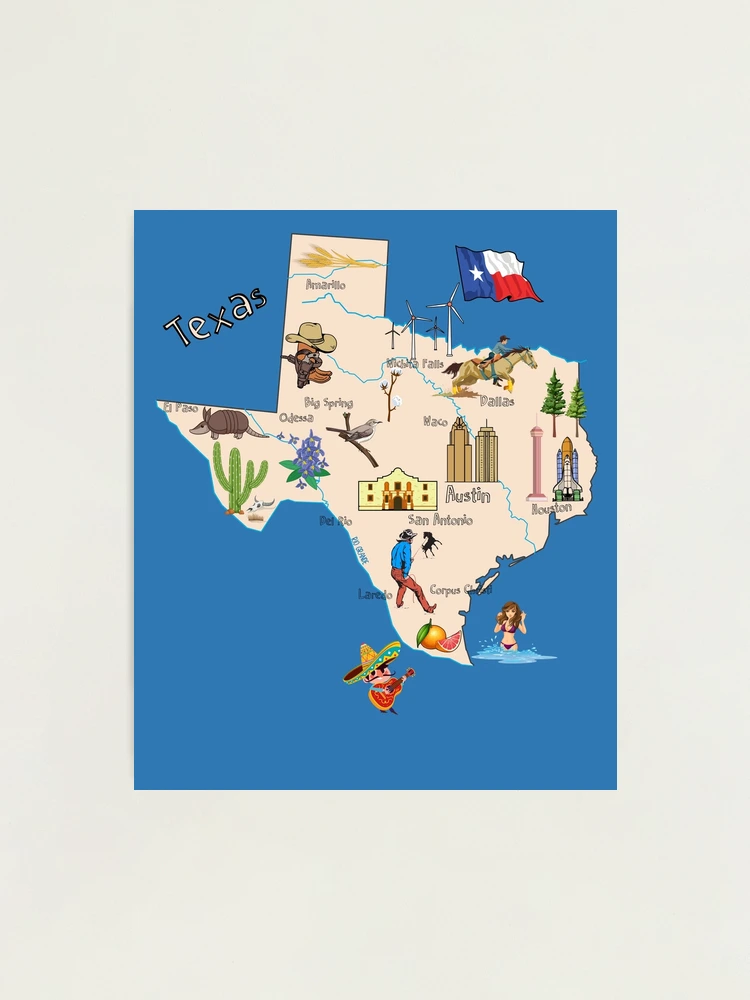 illustrated Map of Louisiana in US with major Cities, symbols and  attractions Sticker for Sale by mashmosh