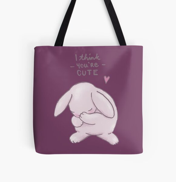 I think you are cute, shy rabbit in love All Over Print Tote Bag