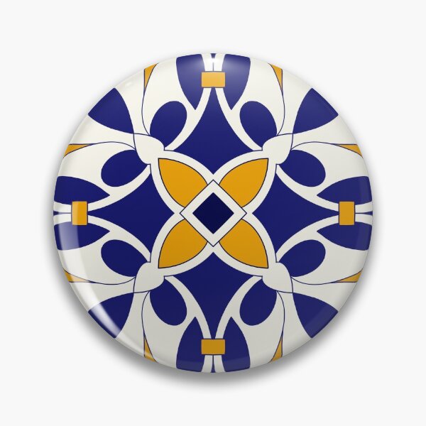 Item preview, Moroccan Tile Pattern - Yellow and Blue - Detailed Block Print Design, simple pattern designed and sold by SemDesigns1.