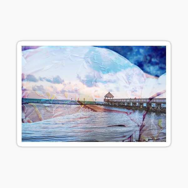 Surreal Rose on dock, Denise Castro Sticker