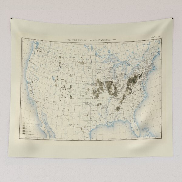 Item preview, Old US Coal Mining Map (1898) Vintage United States Carbon Fuel Atlas designed and sold by BravuraMedia.