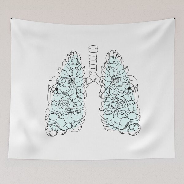 Item preview, Floral lungs line art. Floral Lungs Anatomy Poster  designed and sold by OneLinePrint.
