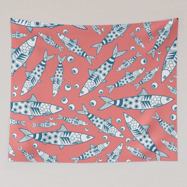 Item preview, Portuguese Lisbon Sardines Pattern Azulejos Pink designed and sold by idovedesign.