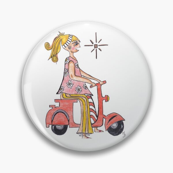 Artikelvorschau, Mädchen auf Moped entworfen und verkauft von SouthernDoodler.