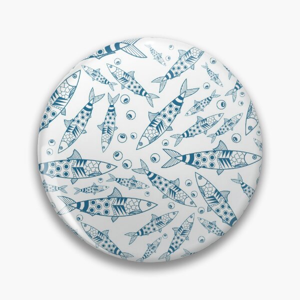Item preview, Portuguese Lisbon Sardines Pattern Azulejos White Blue designed and sold by idovedesign.