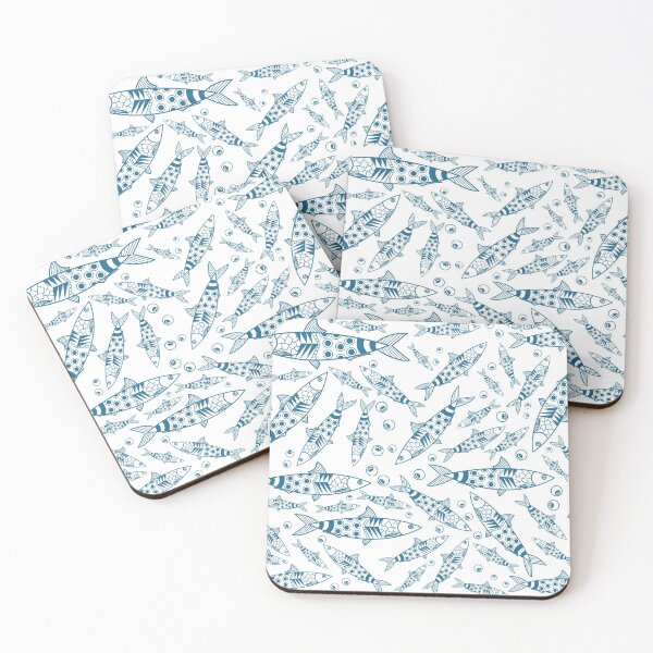Item preview, Portuguese Lisbon Sardines Pattern Azulejos White Blue designed and sold by idovedesign.