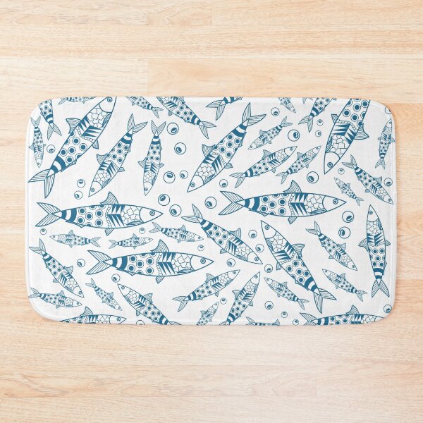 Item preview, Portuguese Lisbon Sardines Pattern Azulejos White Blue designed and sold by idovedesign.
