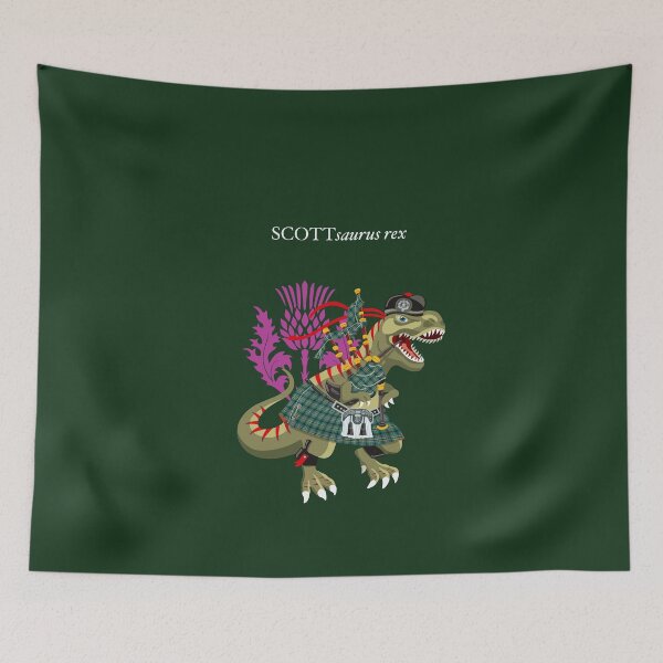 Item preview, Clanosaurus Rex SCOTTsaurus rex Scott Ancient Green Clan Kilt Family Tartan designed and sold by Lisa Rotenberg.