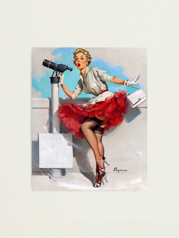 Alternate view of Gil Elvgren - What a View!, Brown & Bigelow calendar illustration, 1957 Photographic Print