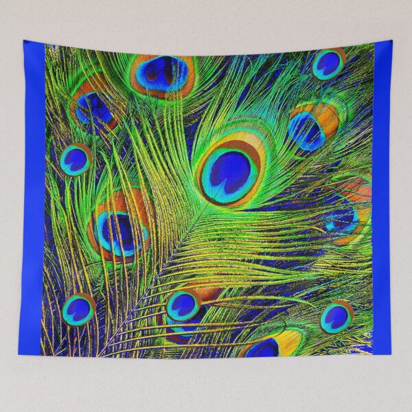 Item preview, GREEN-BLUE PEACOCK FEATHERS PATTERN ART designed and sold by sharlesart.