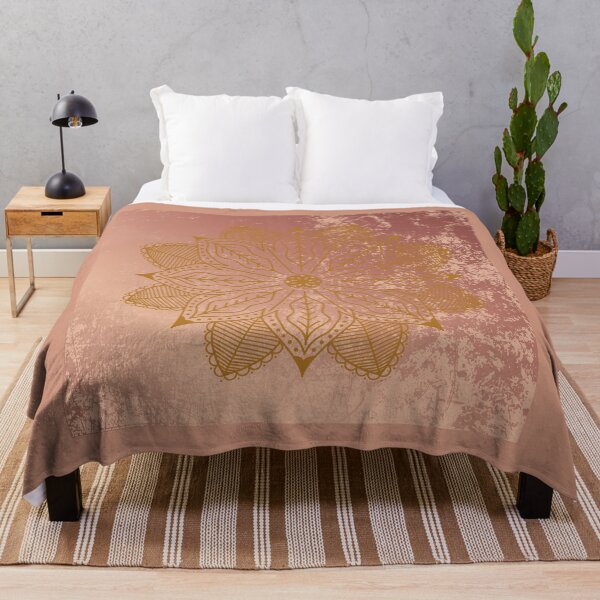 Item preview, Gold mandala in rose gold grunge background designed and sold by cinnamonbay.