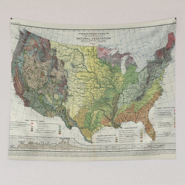 Item preview, Old US Natural Vegetation Map (1923) Vintage United States Ecosystems Atlas designed and sold by BravuraMedia.
