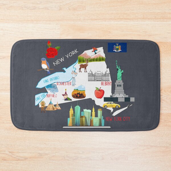 Item preview, New York state map, Tourist Attractions, the major cities, flag, symbols designed and sold by mashmosh.