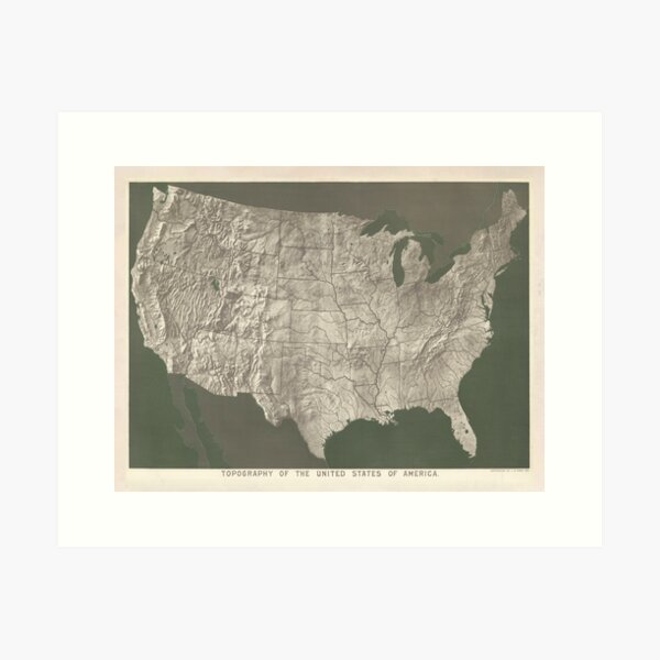 Item preview, Old US Relief Map (1893) Vintage United States Topography Atlas designed and sold by BravuraMedia.