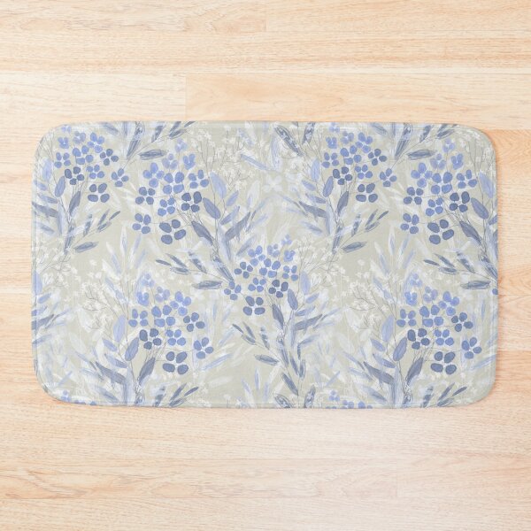 Item preview, Floral pattern, blue twigs and flowers on a light background, drawing. designed and sold by UVI-CA.
