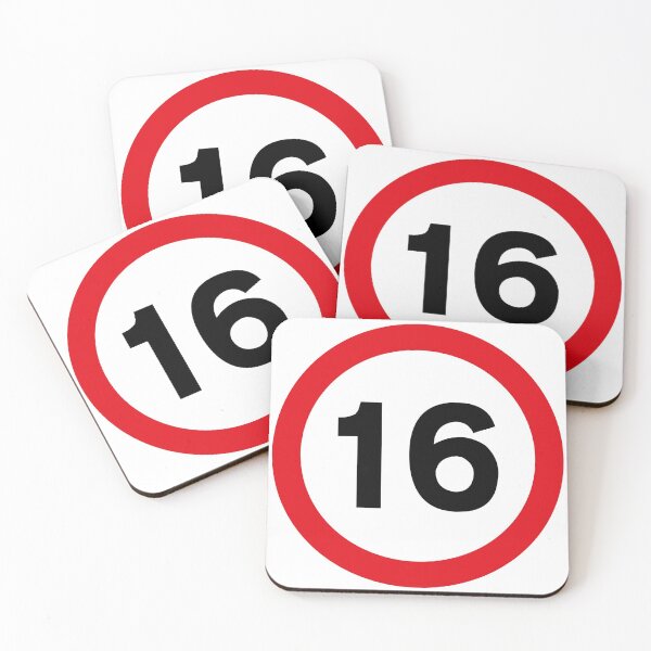 Item preview, 16 mph UK Speed Limit sign - 16 (Sixteenth birthday) designed and sold by MintGubbins.