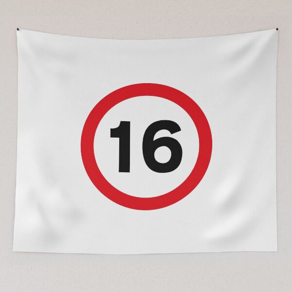 Item preview, 16 mph UK Speed Limit sign - 16 (Sixteenth birthday) designed and sold by MintGubbins.