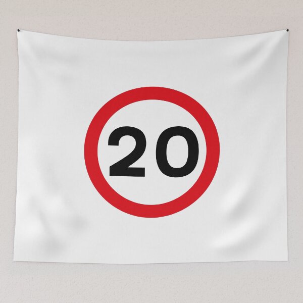 Item preview, 20 mph UK Speed Limit sign - 20 (Twentieth birthday) designed and sold by MintGubbins.