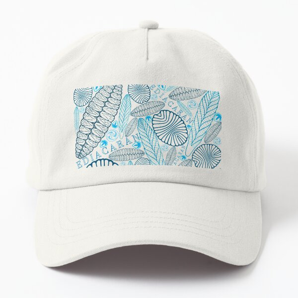 Blue Ediacaran fossils transparent Dad Hat