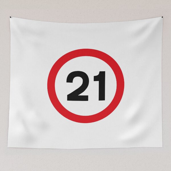 Item preview, 21 mph UK Speed Limit sign - 21 (Twenty first birthday) designed and sold by MintGubbins.