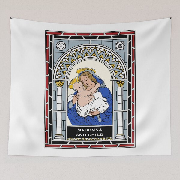 Item preview, MADONNA AND CHILD under STAINED GLASS designed and sold by CatholicSaints.