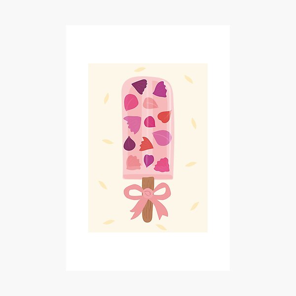 Blooming Popsicle - Rose Pop - illustration featuring edible flowers Photographic Print