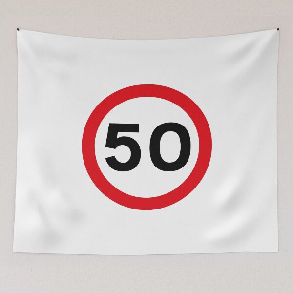 Item preview, 50 mph UK Speed Limit sign - 50 (Fiftieth birthday) designed and sold by MintGubbins.