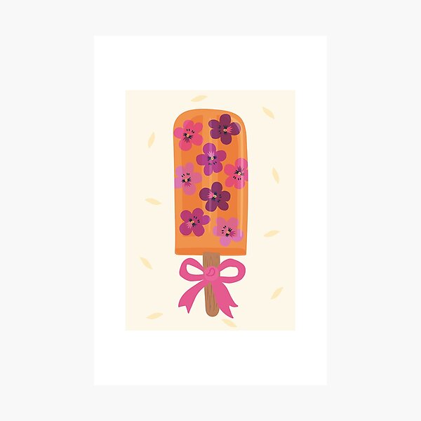 Blooming Popsicle - Tropical Vibe - illustration featuring edible flowers Photographic Print