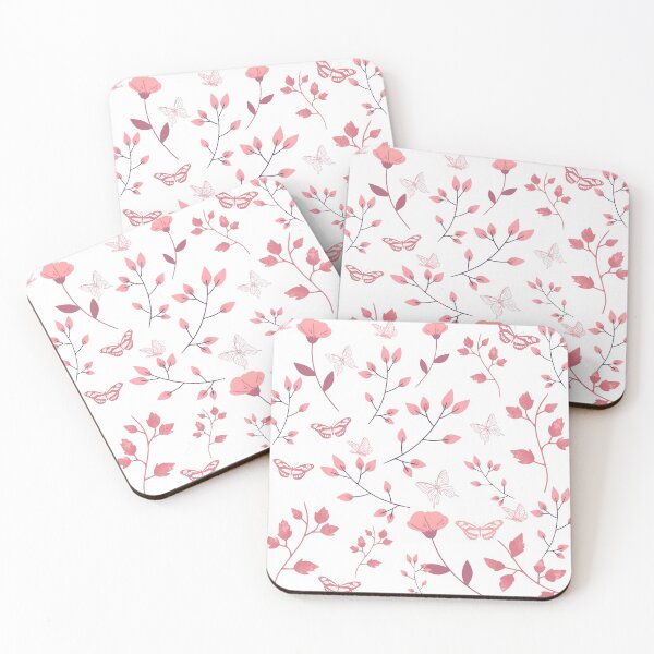 Item preview, Pink Butterflies and Flowers on White designed and sold by RiadMannan.