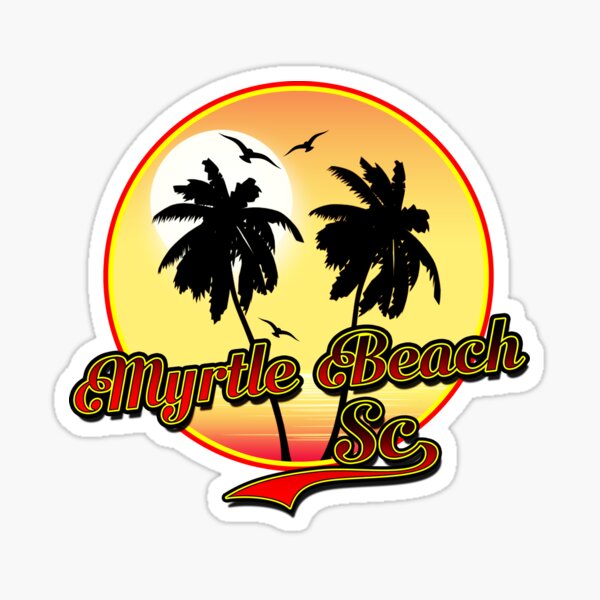 MYRTLE BEACH SOUTH CAROLINA BEACH PALM TREE OCEAN SCENE Sticker