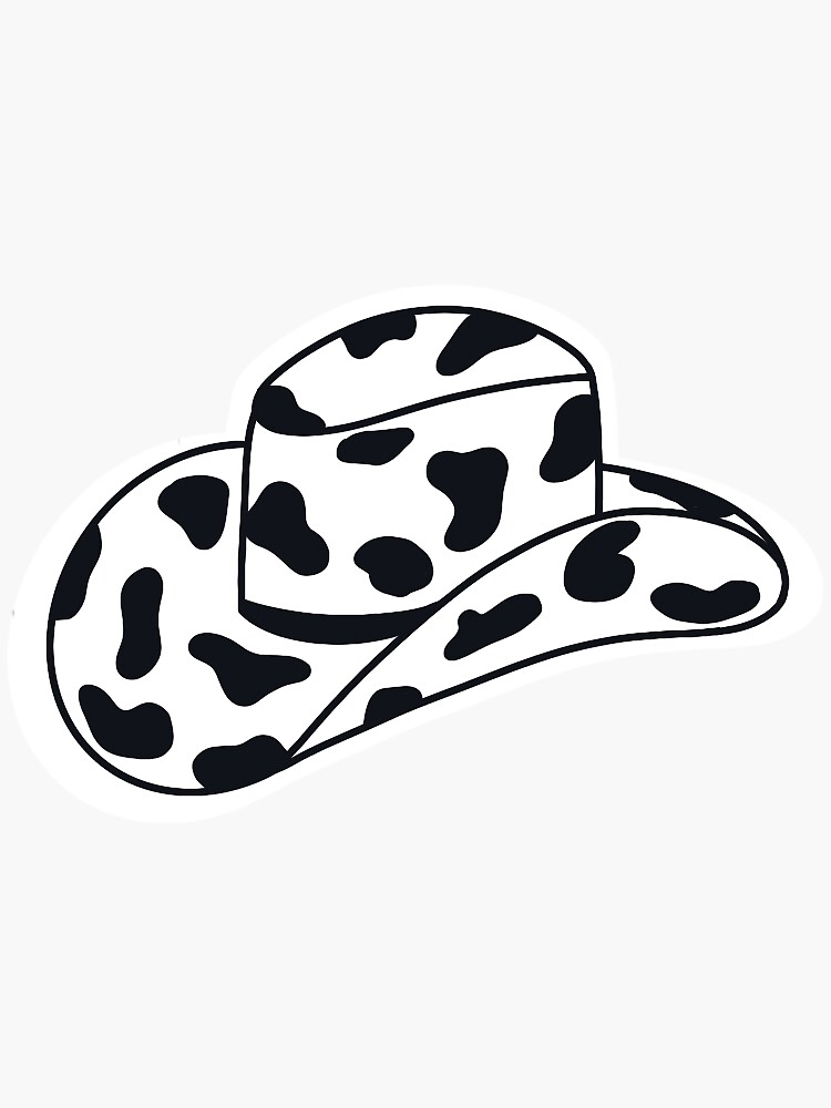 "Cow print cowboy hat " Sticker for Sale by KinleyStation Redbubble