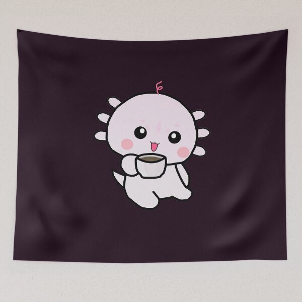 Item preview, Cute Baby Leucistic Axolotl Drinks Coffee designed and sold by lazarosdesign.