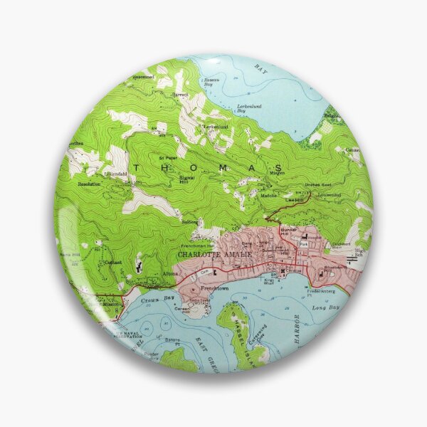 Item preview, Old St Thomas Central Map (1955) Vintage US Virgin Islands Atlas designed and sold by BravuraMedia.