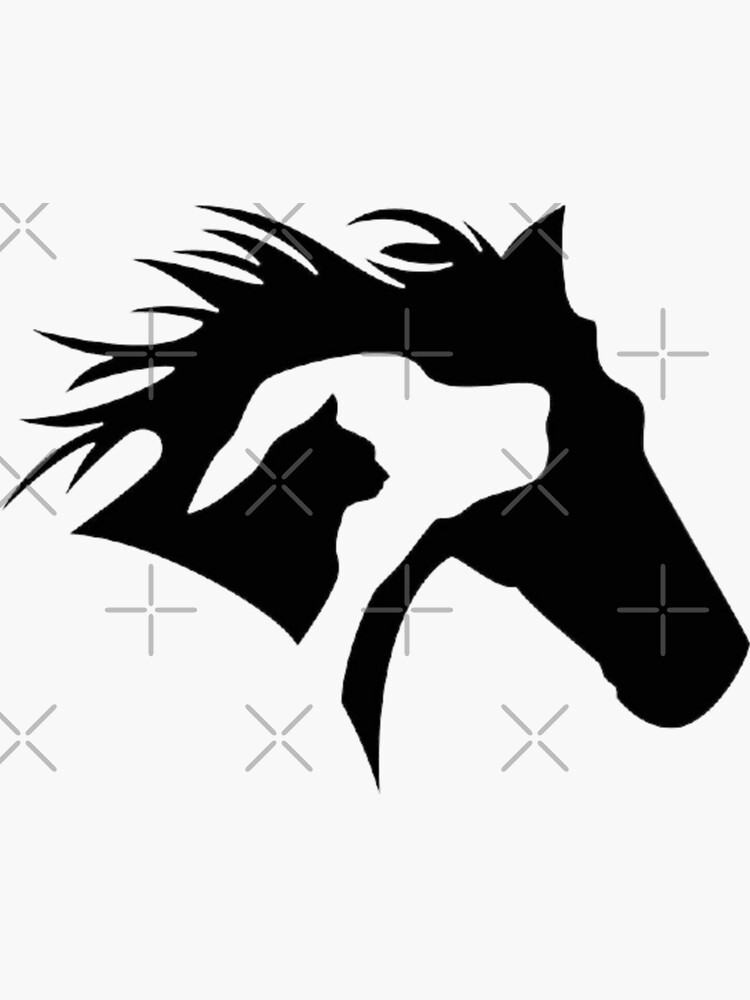 "Horse dog cat drawing" Sticker for Sale by davistech Redbubble