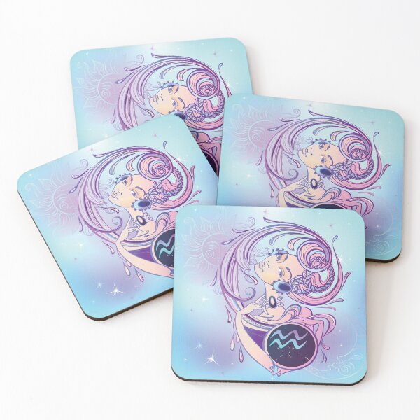 Item preview, Beautiful Aquarius Teal Purple Zodiac Horoscope Design for Aquarius Birthdays in January or February designed and sold by AwakenedSoul.
