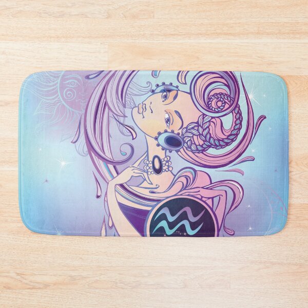 Item preview, Beautiful Aquarius Teal Purple Zodiac Horoscope Design for Aquarius Birthdays in January or February designed and sold by AwakenedSoul.