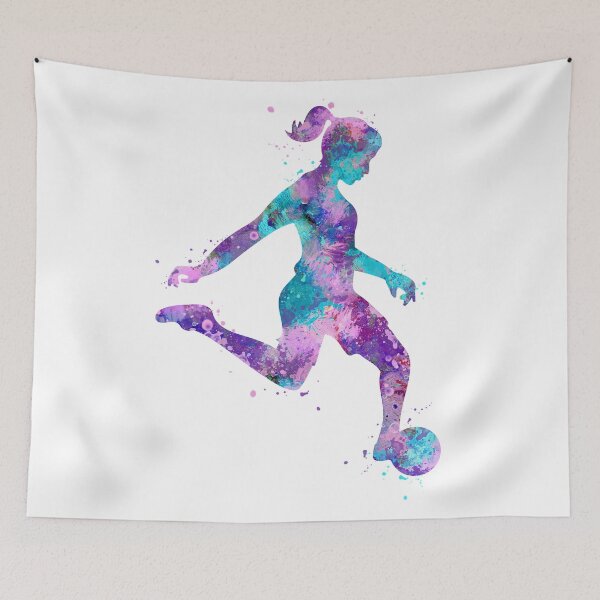 Item preview, Girl Soccer Player Colorful Purple Pink Turquoise Watercolor Sports Gifts designed and sold by LotusGifts.