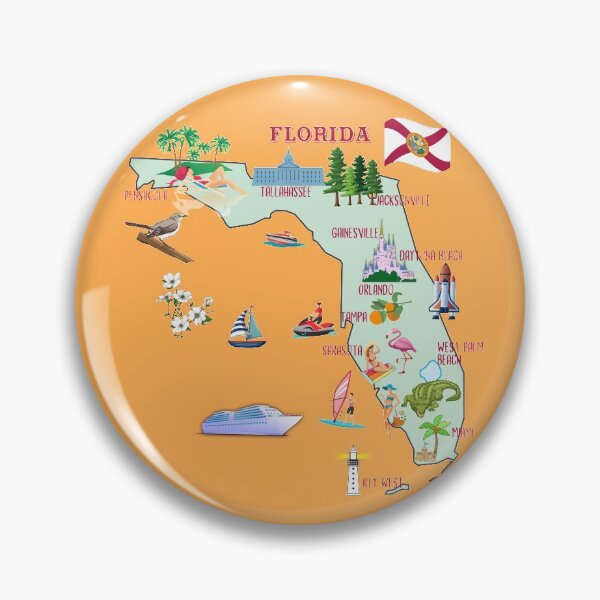 Item preview, Florida Map, tourist attractions, the major cities, flag, symbols  designed and sold by mashmosh.