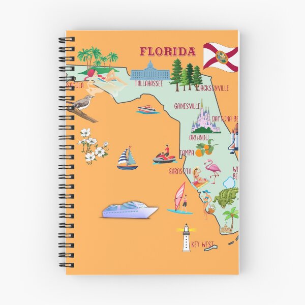 Item preview, Florida Map, tourist attractions, the major cities, flag, symbols  designed and sold by mashmosh.