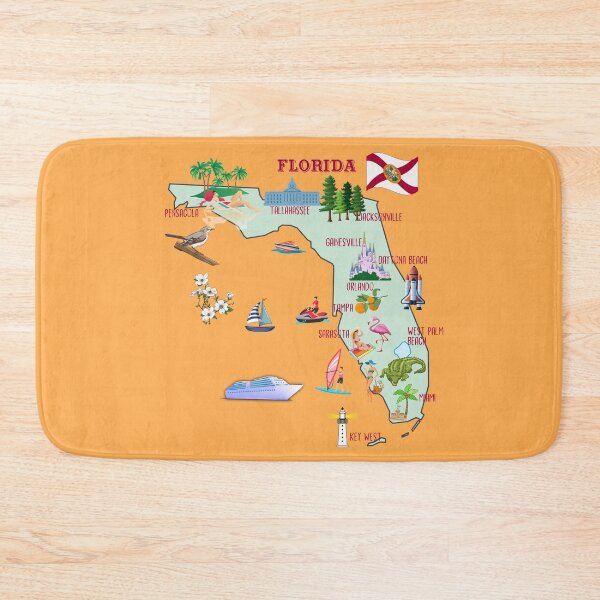 Item preview, Florida Map, tourist attractions, the major cities, flag, symbols  designed and sold by mashmosh.