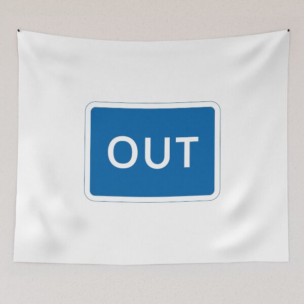Item preview, UK Out Road Sign - Blue with white text designed and sold by MintGubbins.