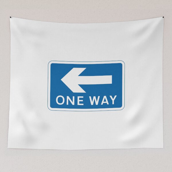 Item preview, UK One Way Road Sign - Blue with white text arrow pointing left designed and sold by MintGubbins.